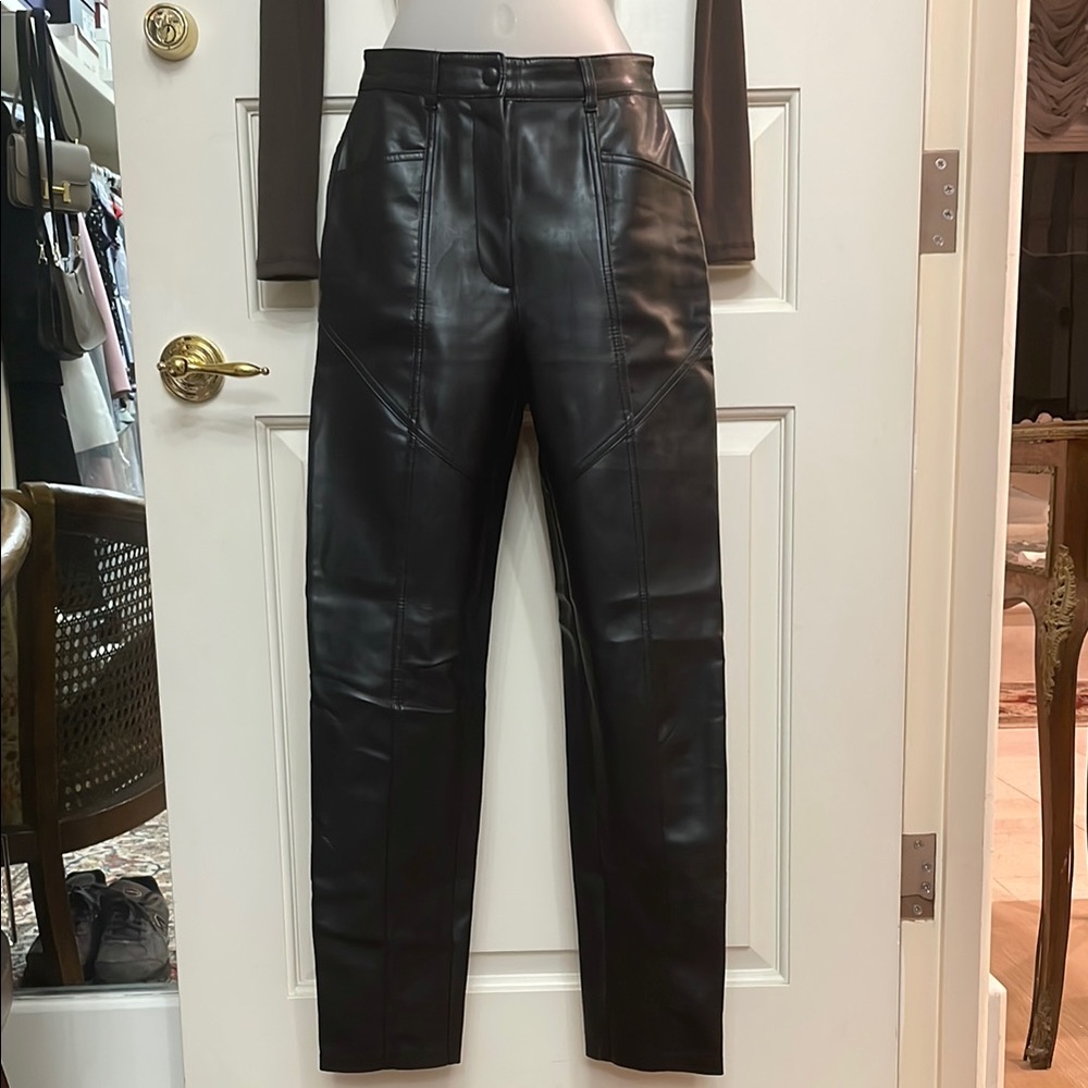 Women Black synthetic Leather Pants